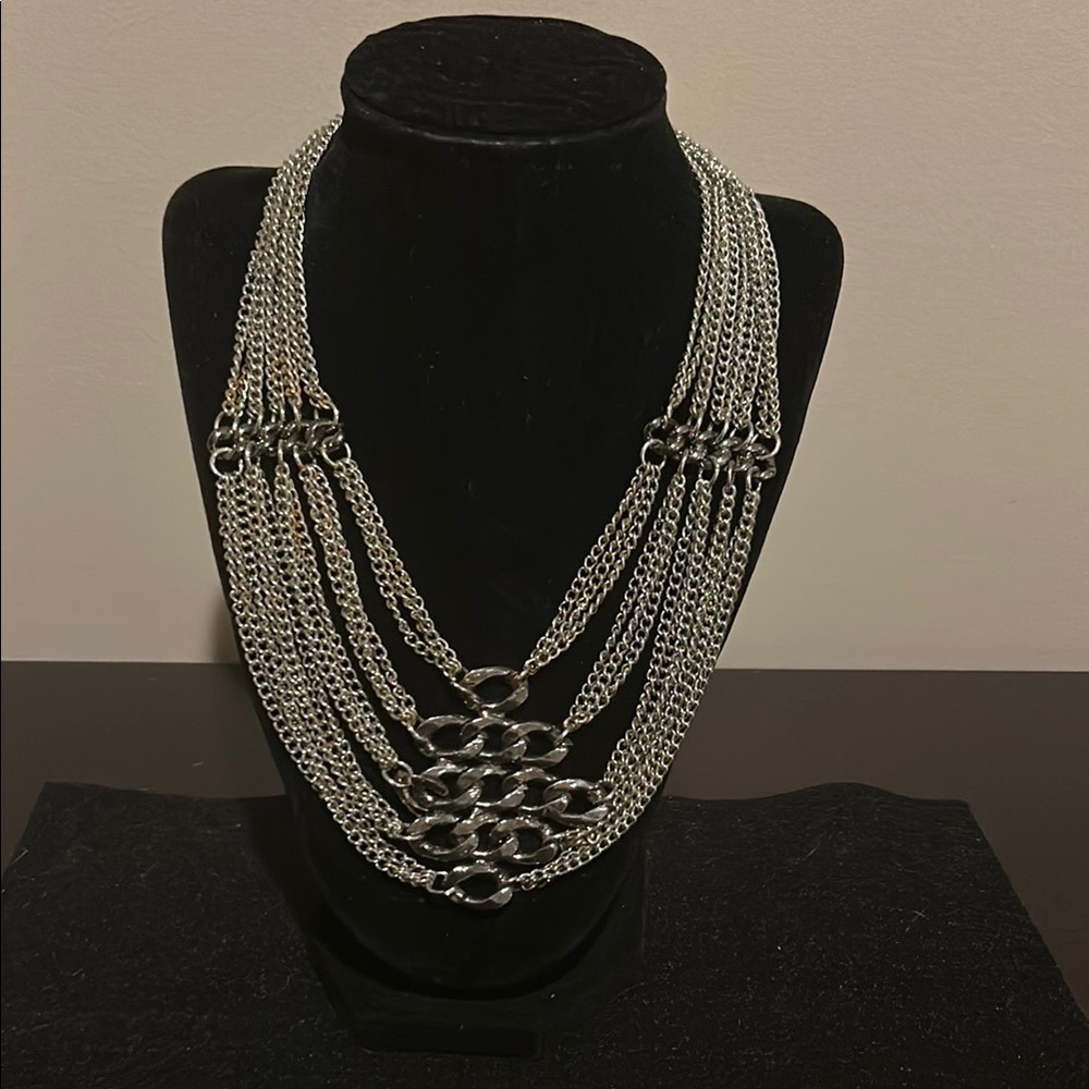 Elegant Silver Multi-Layer Necklace